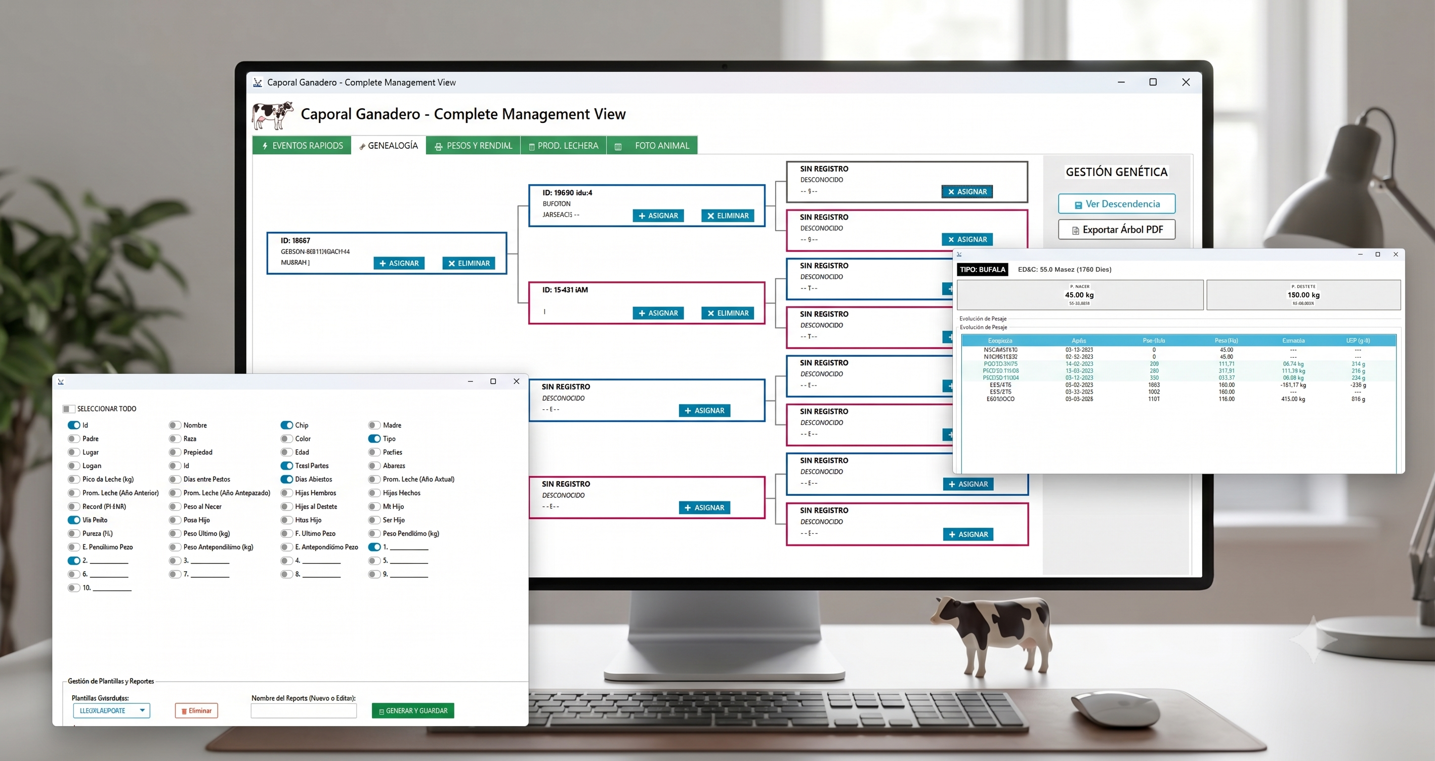 Caporal SG — Vista de gestión completa con múltiples módulos