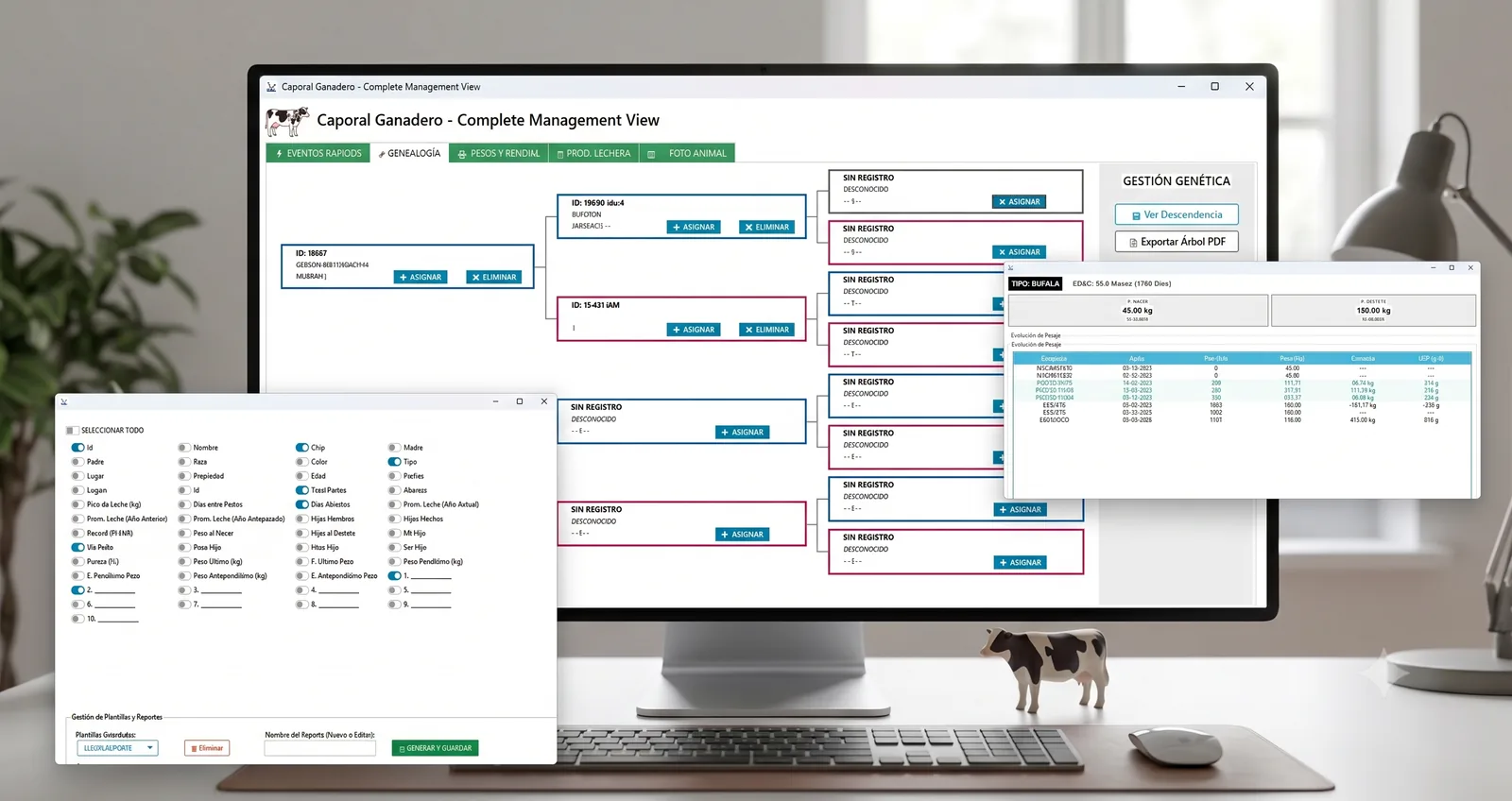 Caporal SG — Vista de gestión completa con múltiples módulos