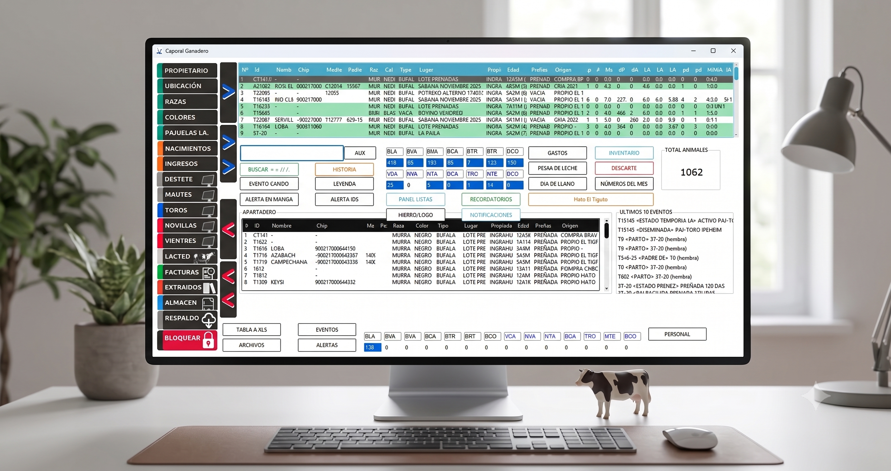 Caporal SG — Vista principal con inventario de animales