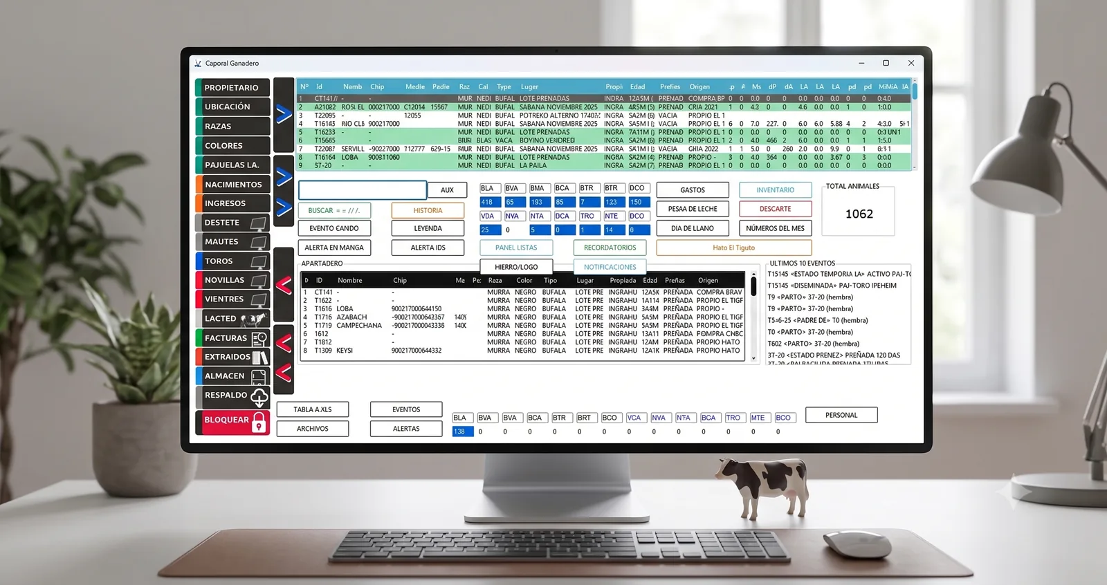 Caporal SG — Vista principal con inventario de animales